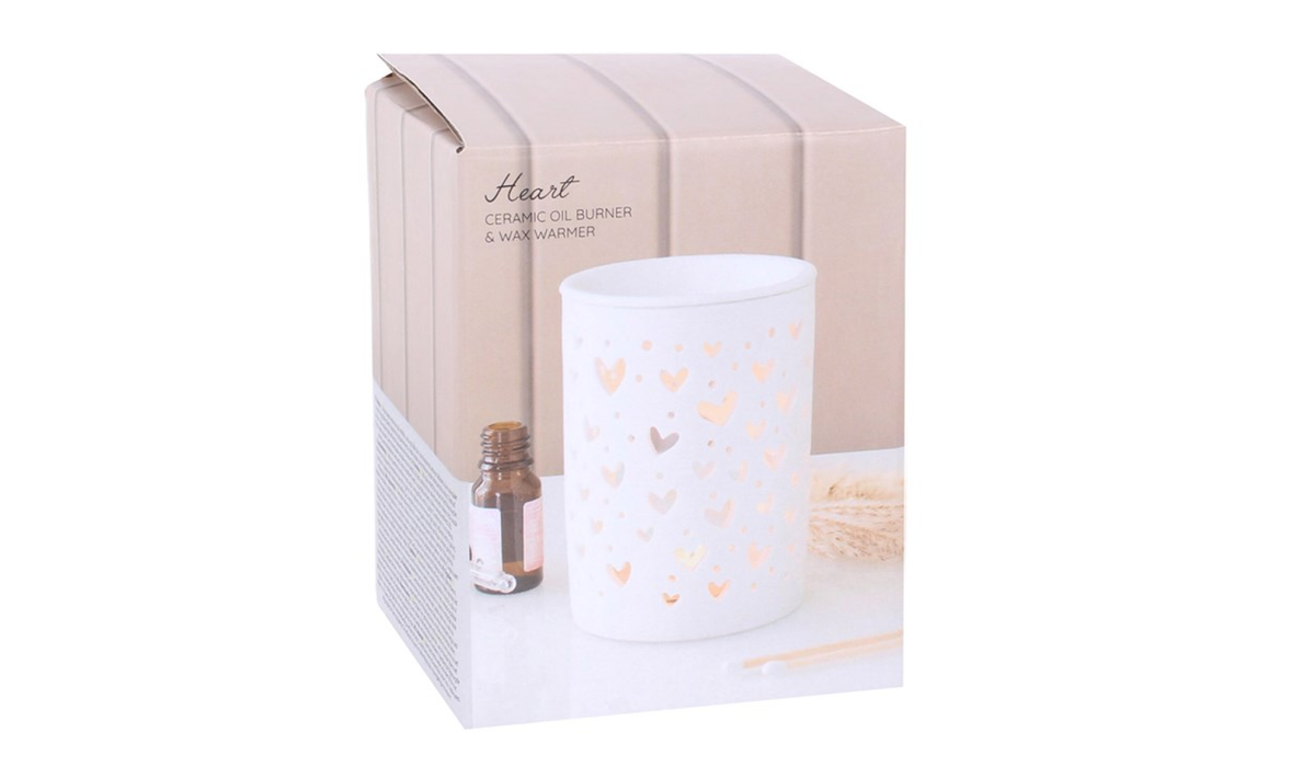 White Heart Cut Out Oil Burner and Wax Warmer