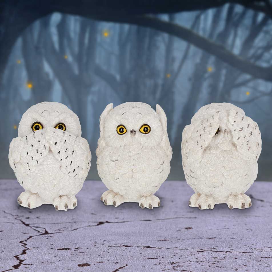 Three Wise Owls Resin Figurines 8cm