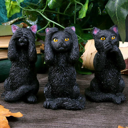 Three Wise Felines Black Cat Figures