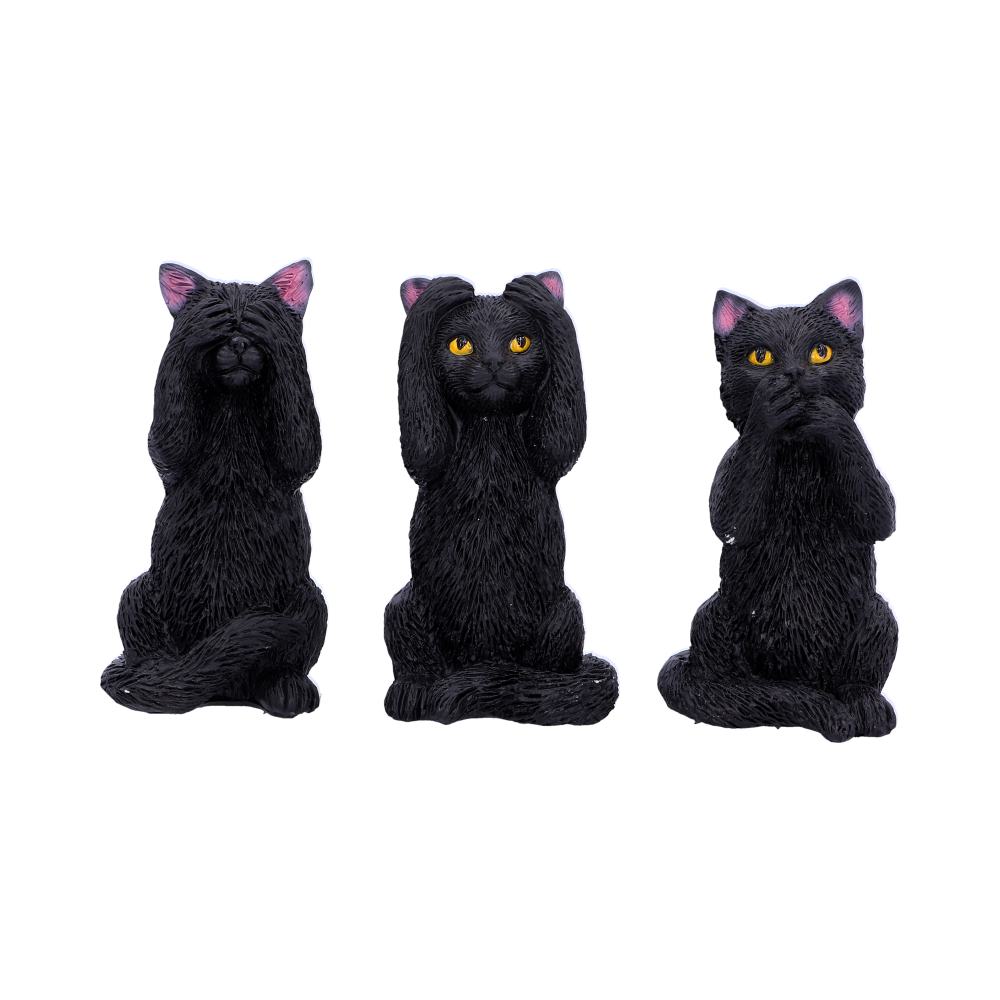 Three Wise Felines Black Cat Figures