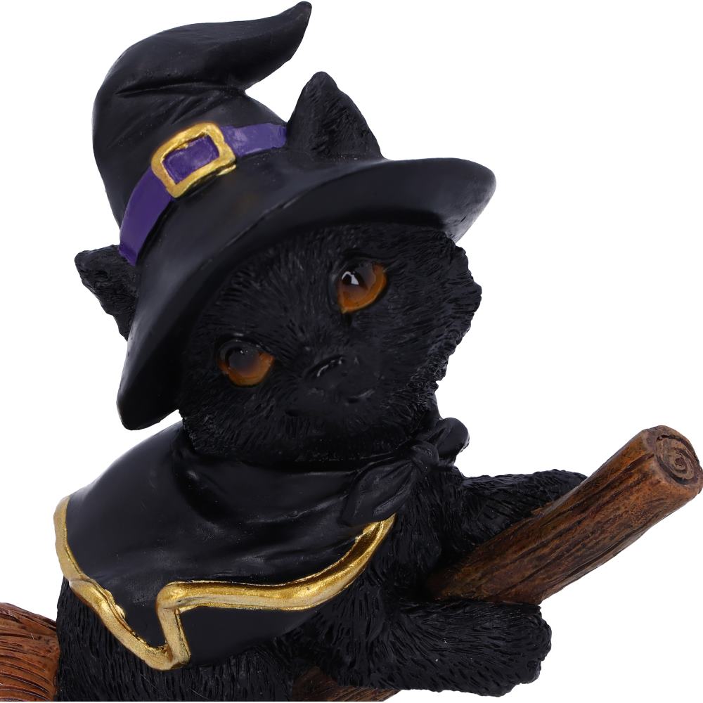 Tabitha Witches Familiar Black Cat and Broomstick Figurine