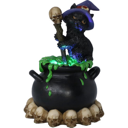 Spook Witches Familiar and Bubbling Cauldron Figurine