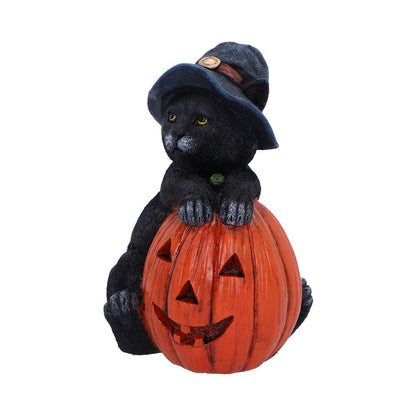 Trick or Treat Cat with Pumpkin Figurine