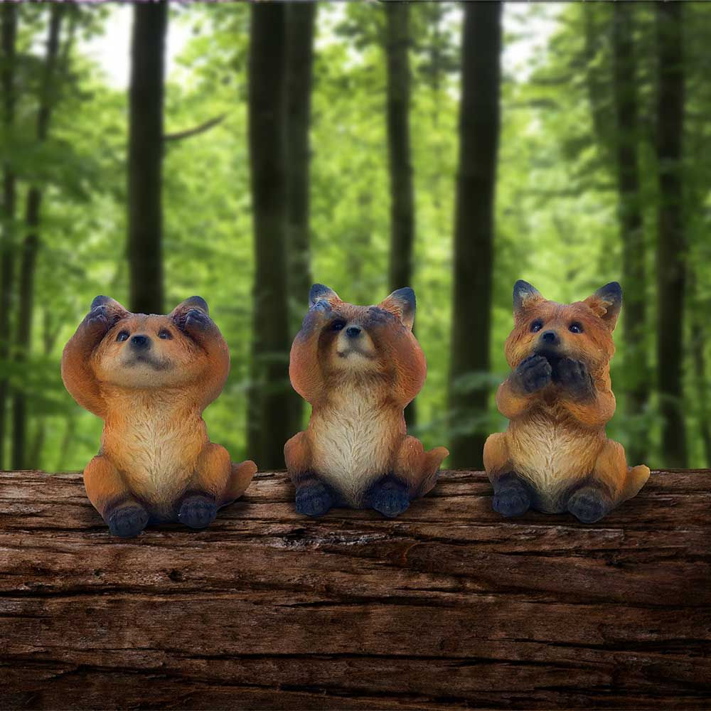 Three Wise Foxes Figurines