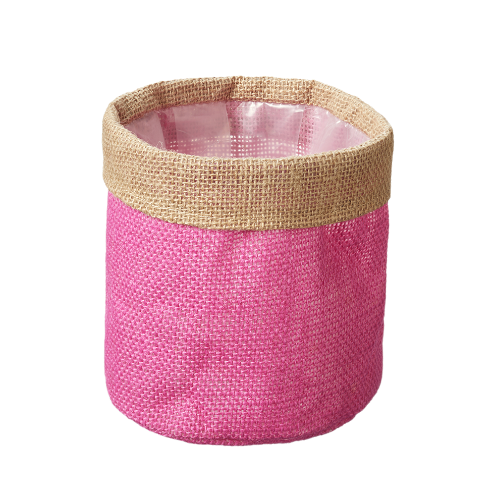 Pink Hessian Pot Cover (13cm)