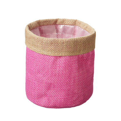 Pink Hessian Pot Cover (13cm)