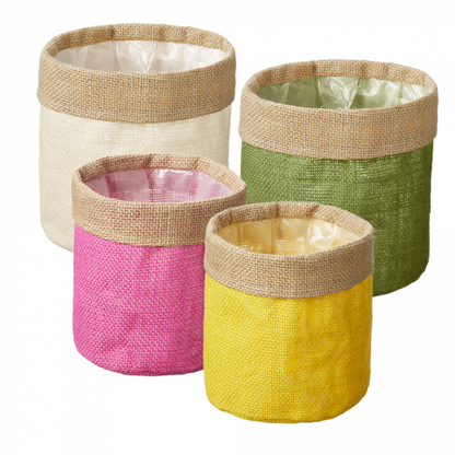 Pink Hessian Pot Cover (15cm)