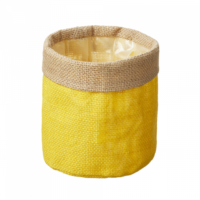 Yellow Hessian Pot Cover (13cm)