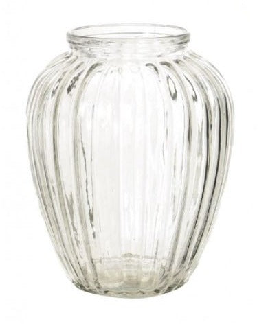 Round Ribbed Glass Vase