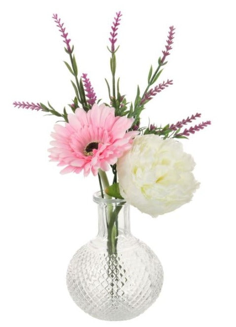 Artificial Gerbera & Peony in a Ball Vase