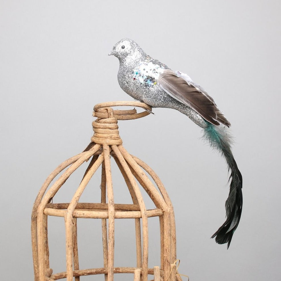 Silver Paradise Bird with Clip