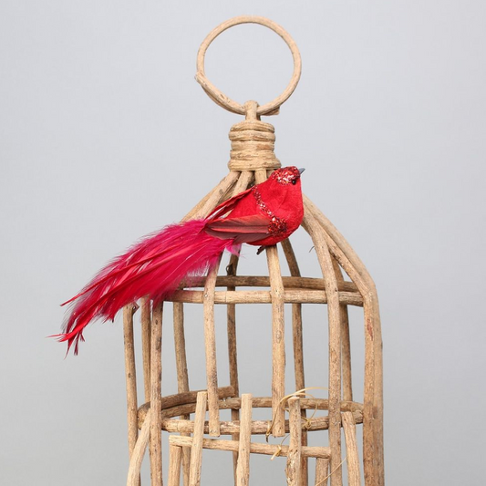 Red Princess Decorative Bird with Clip