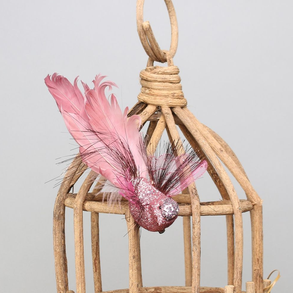 Pink Fantasy Decorative Bird with a Clip