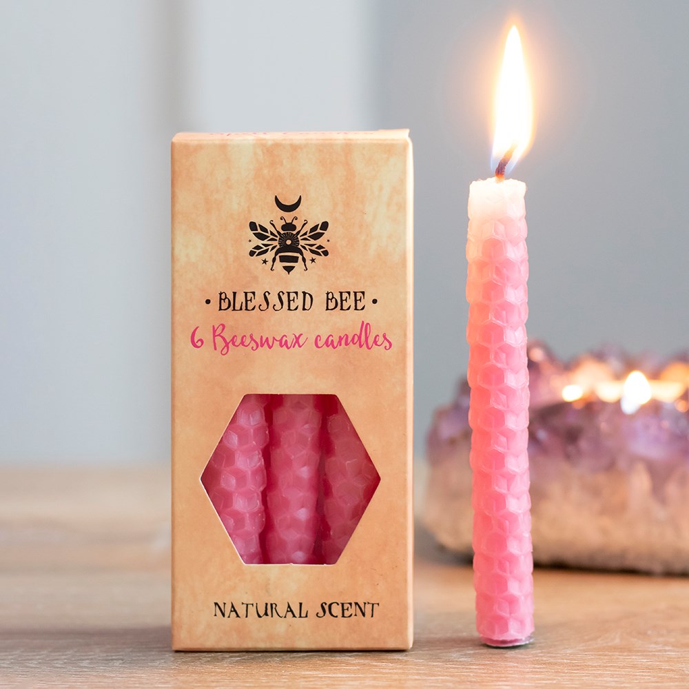 Pack of 6 Beeswax Candles - Choice of Colour