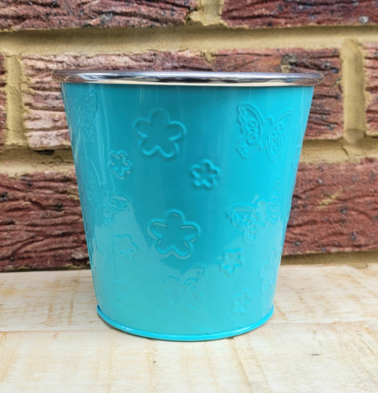 Blue Zinc Plant Pot