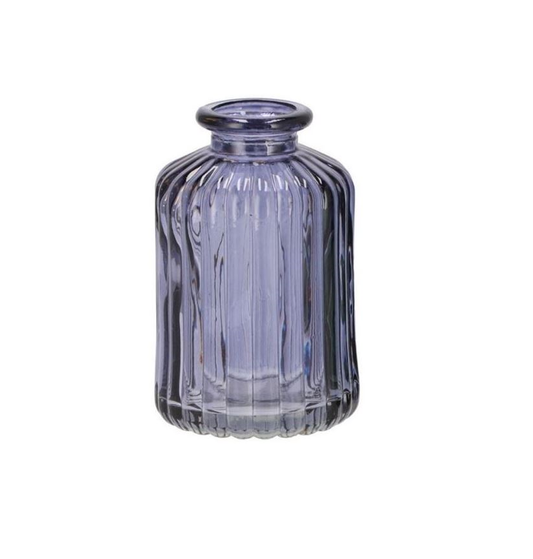 Mini Ribbed Bottle Bud Vase - Blue