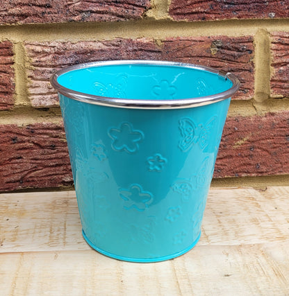 Blue Zinc Plant Pot