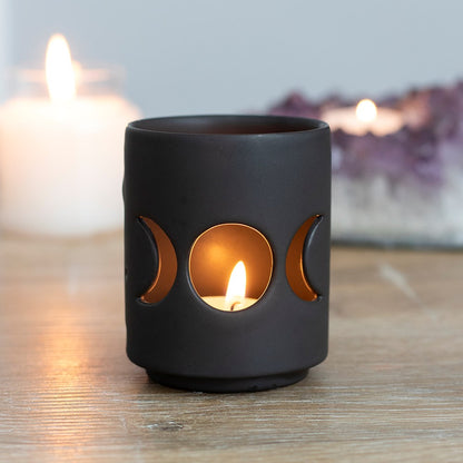 Small Black Triple Moon Tealight Holder