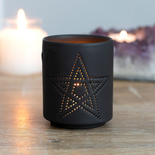 Small Black Pentagram Tealight Holder