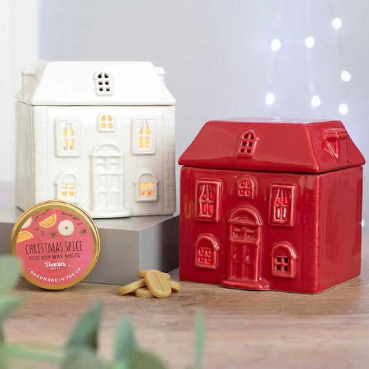 Ceramic Red House Oil Burner