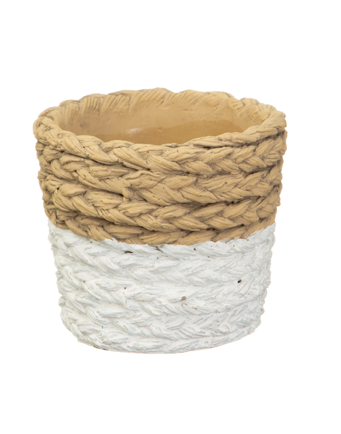 White Dip Cement Basket Planter