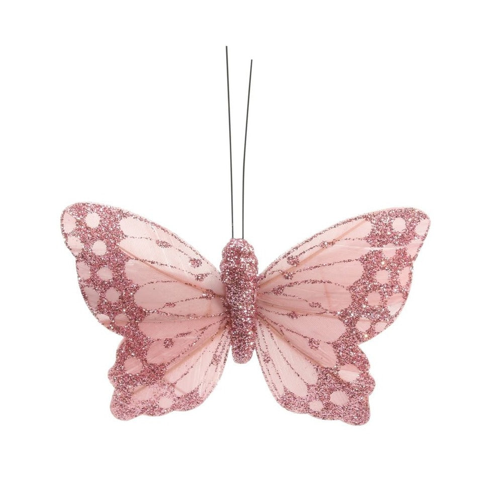 Pale Pink Feather Butterfly (Pack of 12)