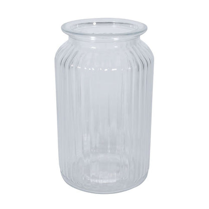 Clear Ribbed Glass Jar Vase (18.5 cm)