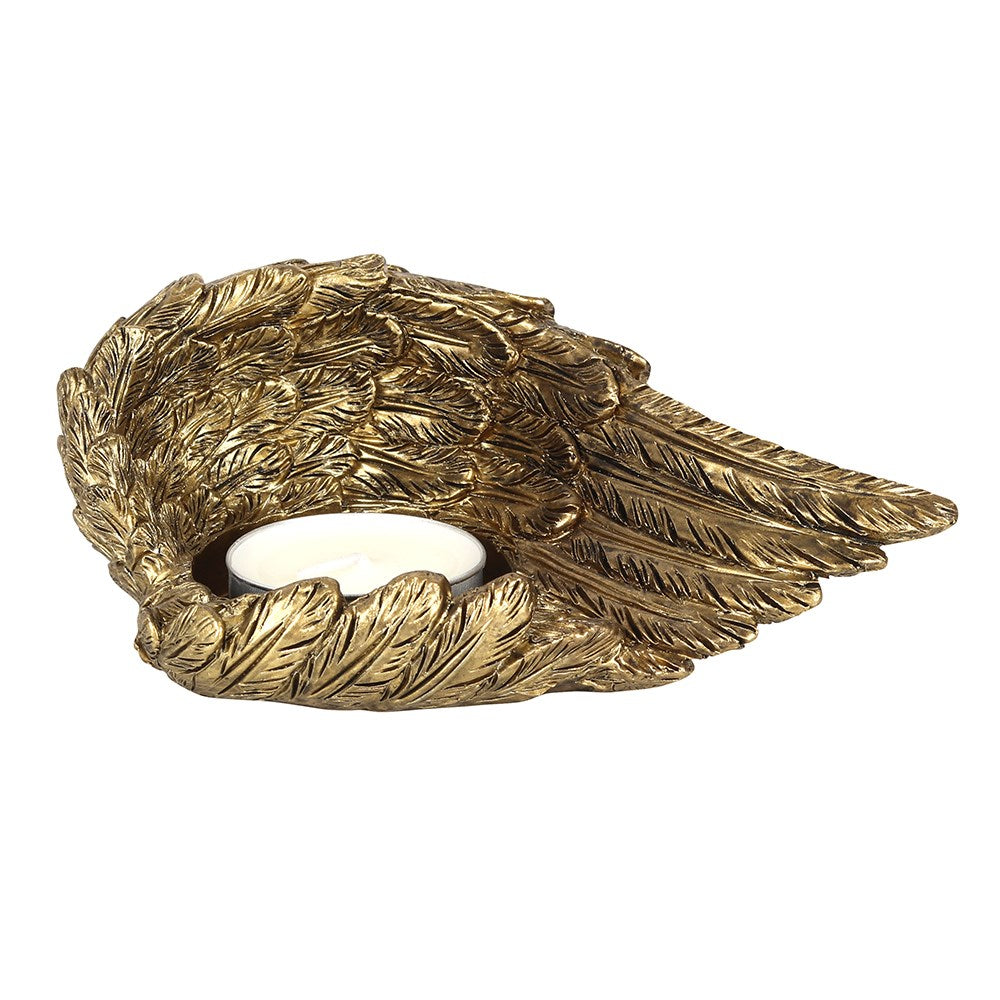 Gold Single Angel Wing Tealight Holder