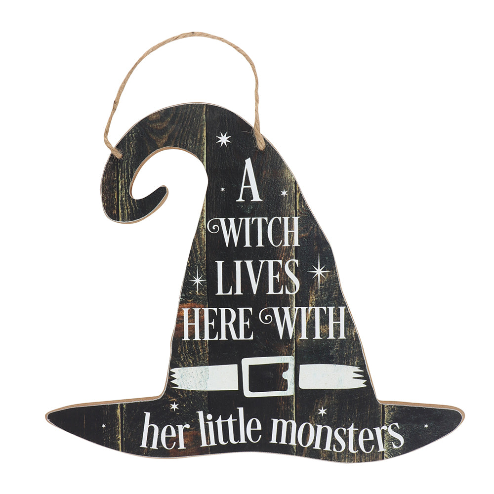 A Witch Lives Here Hanging Sign