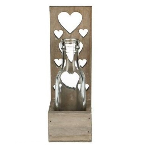 Vase & Rustic Wooden Heart Holder