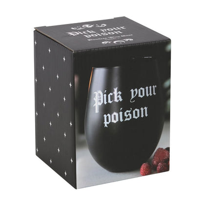 Pick Your Poison Stemless Wine Glass