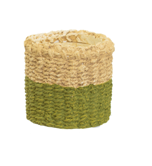 Mini Green Dip Cement Basket Planter