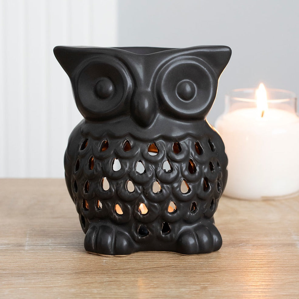 Ceramic Black Owl Oil Burner