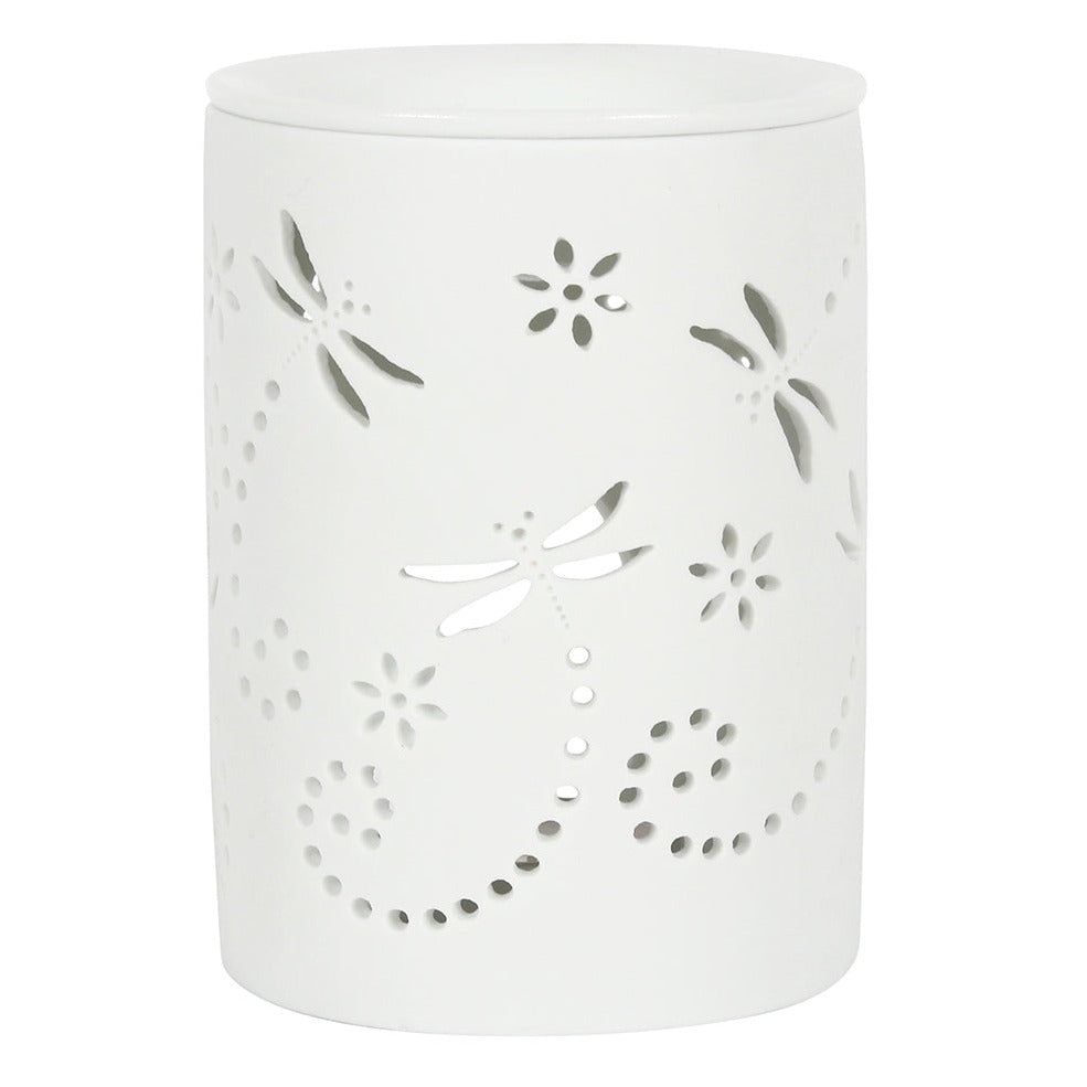 White Ceramic Dragonfly Oil Burner