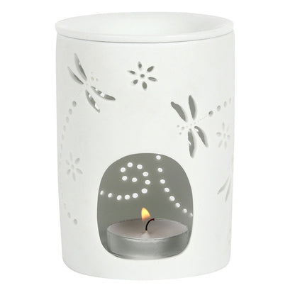 White Ceramic Dragonfly Oil Burner