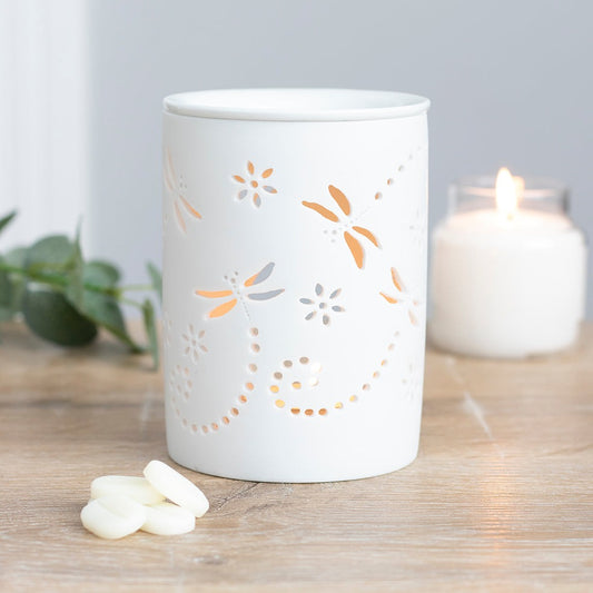 White Ceramic Dragonfly Oil Burner