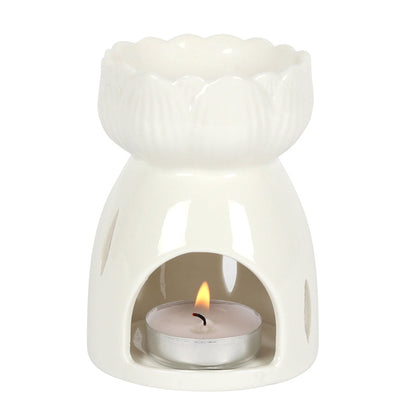 White Ceramic Flower Shape Oil Burner