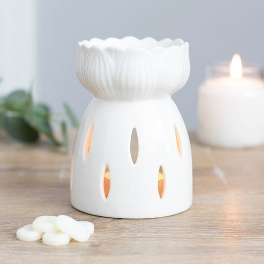 White Ceramic Flower Shape Oil Burner