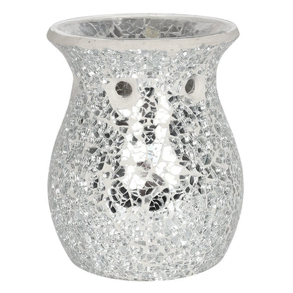 Large Silver Crackle Oil Burner