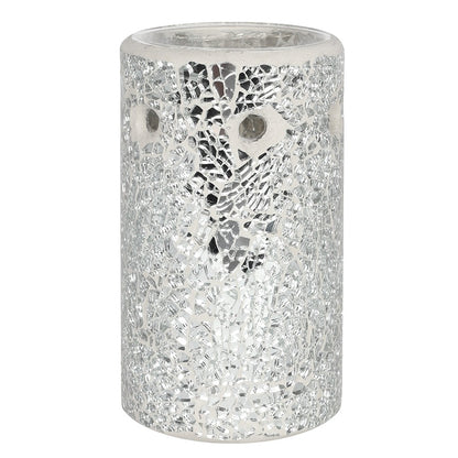 Silver Pillar Crackle Glass Oil Burner