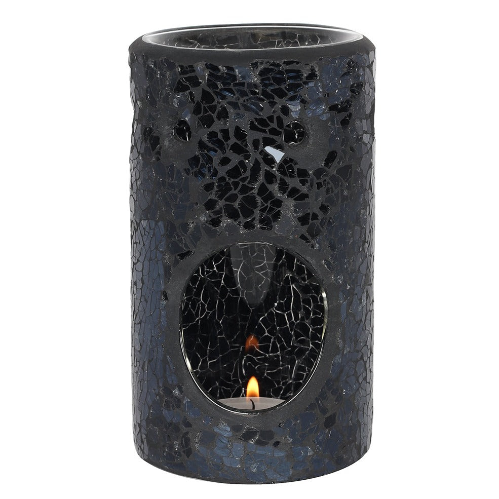 Black Pillar Crackle Glass Oil Burner