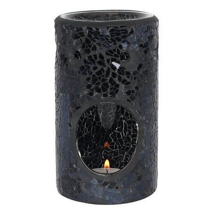 Black Pillar Crackle Glass Oil Burner