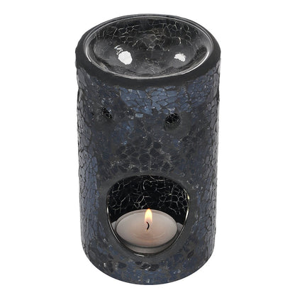 Black Pillar Crackle Glass Oil Burner