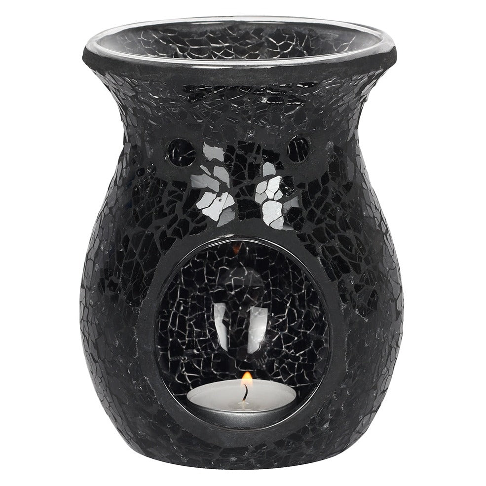 Large Black Crackle Oil Burner