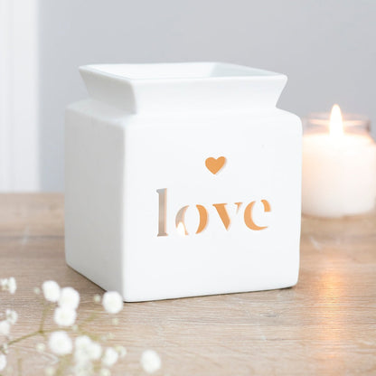 White Ceramic Love Oil Burner