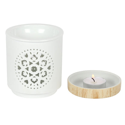 White Ceramic Mandala Oil Burner