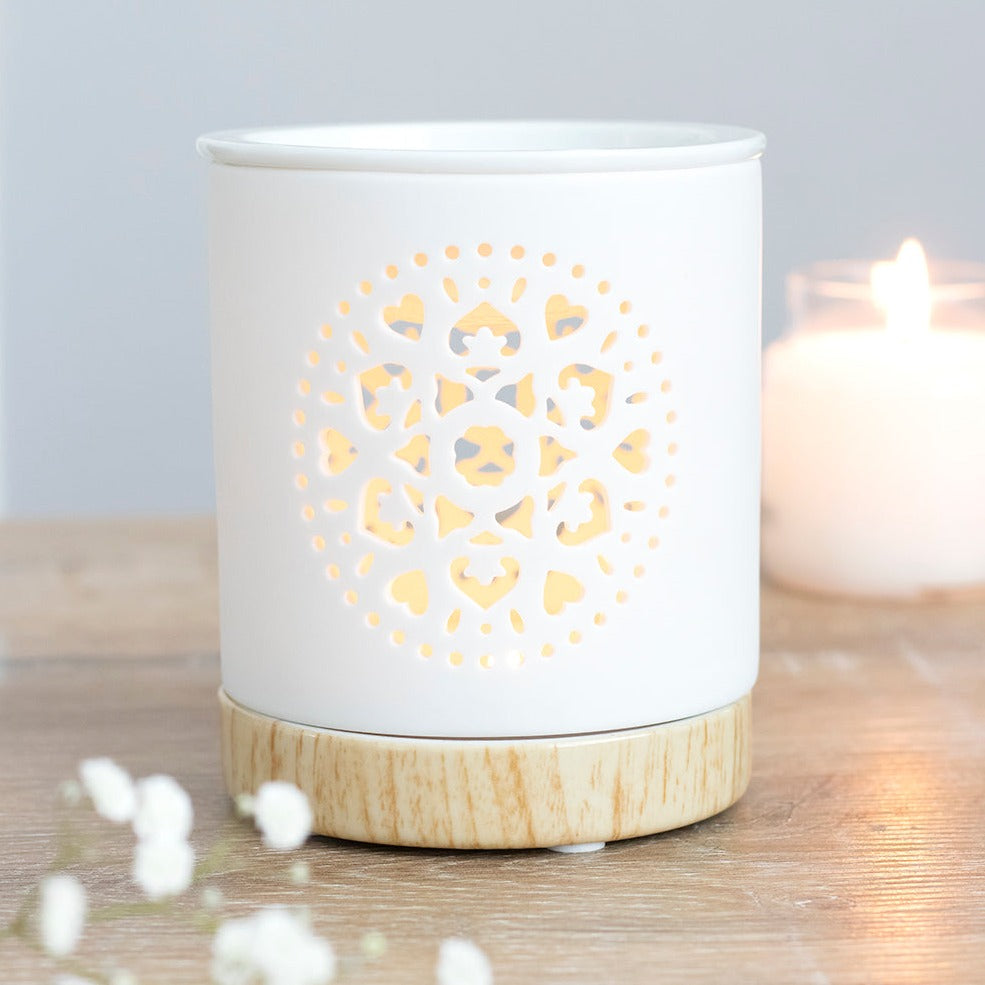 White Ceramic Mandala Oil Burner