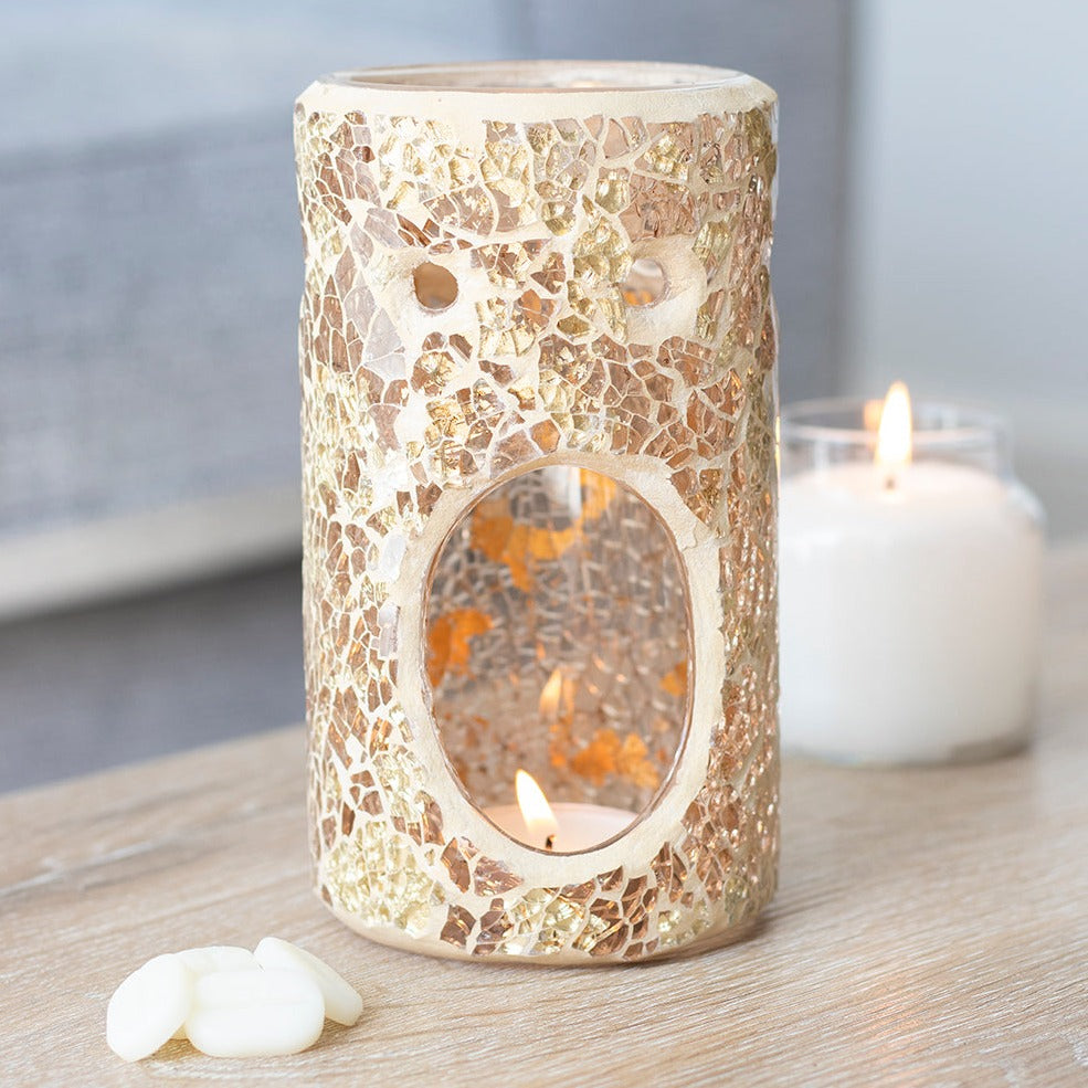 Gold Pillar Crackle Glass Oil Burner