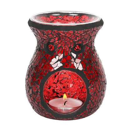 Red Crackle Glass Oil Burner