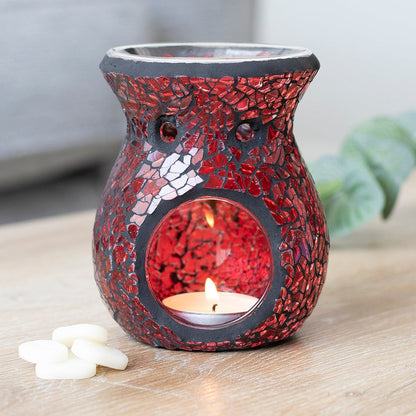 Red Crackle Glass Oil Burner